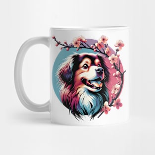 Tibetan Spaniel Revels in Spring's Cherry Blossoms Mug